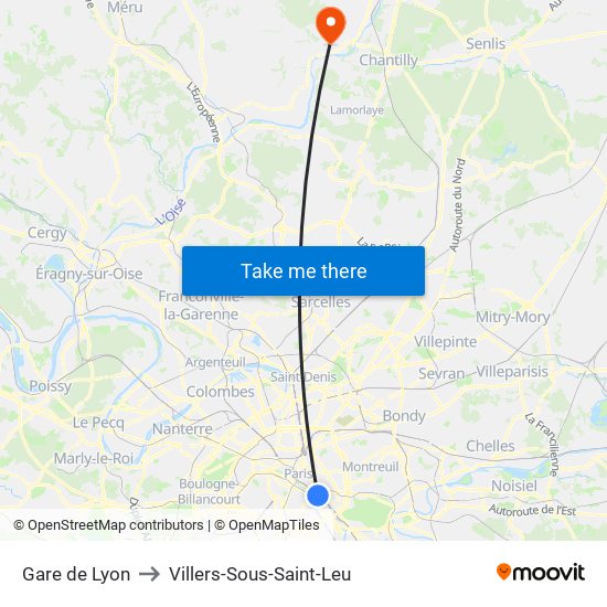 Gare de Lyon to Villers-Sous-Saint-Leu map