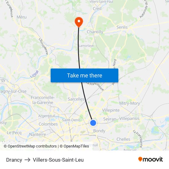 Drancy to Villers-Sous-Saint-Leu map