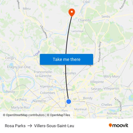 Rosa Parks to Villers-Sous-Saint-Leu map