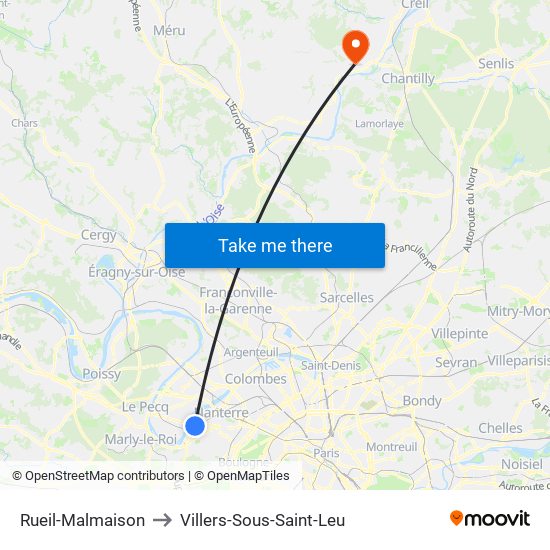 Rueil-Malmaison to Villers-Sous-Saint-Leu map
