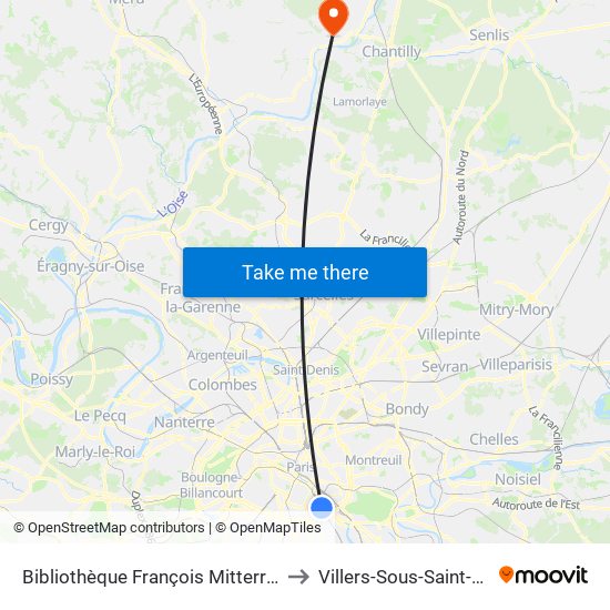 Bibliothèque François Mitterrand to Villers-Sous-Saint-Leu map