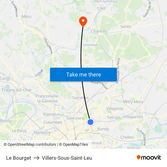 Le Bourget to Villers-Sous-Saint-Leu map