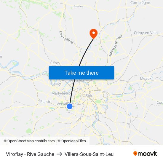 Viroflay - Rive Gauche to Villers-Sous-Saint-Leu map