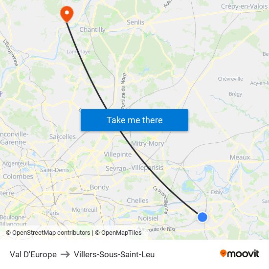 Val D'Europe to Villers-Sous-Saint-Leu map