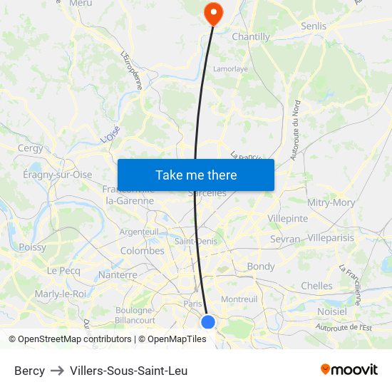 Bercy to Villers-Sous-Saint-Leu map