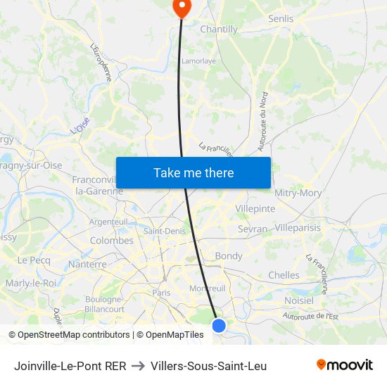 Joinville-Le-Pont RER to Villers-Sous-Saint-Leu map