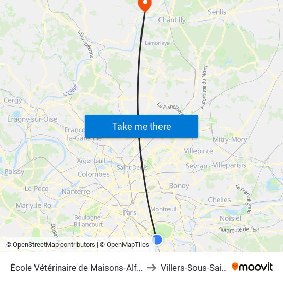 École Vétérinaire de Maisons-Alfort - Métro to Villers-Sous-Saint-Leu map