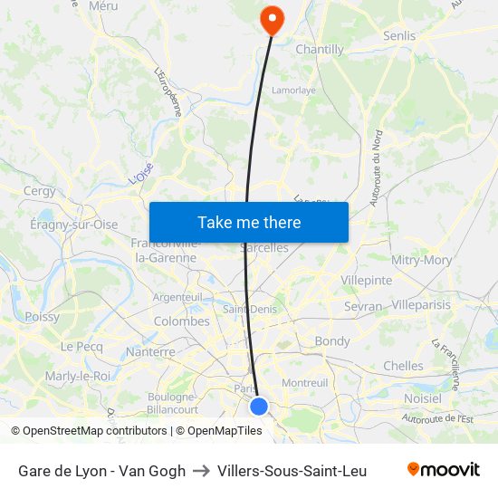 Gare de Lyon - Van Gogh to Villers-Sous-Saint-Leu map