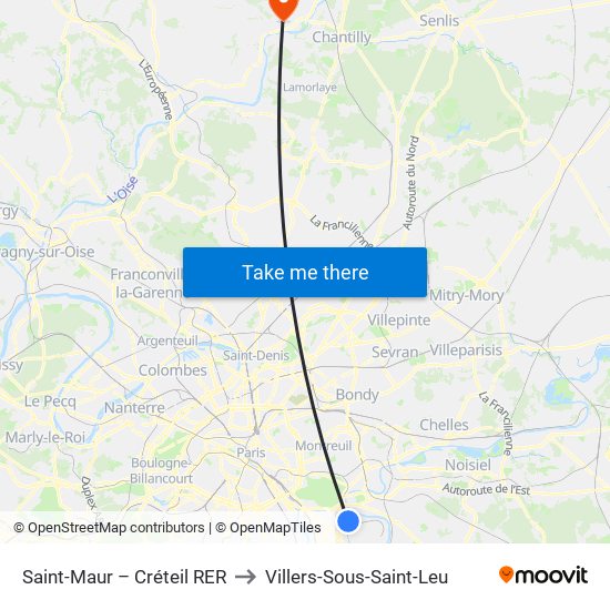 Saint-Maur – Créteil RER to Villers-Sous-Saint-Leu map