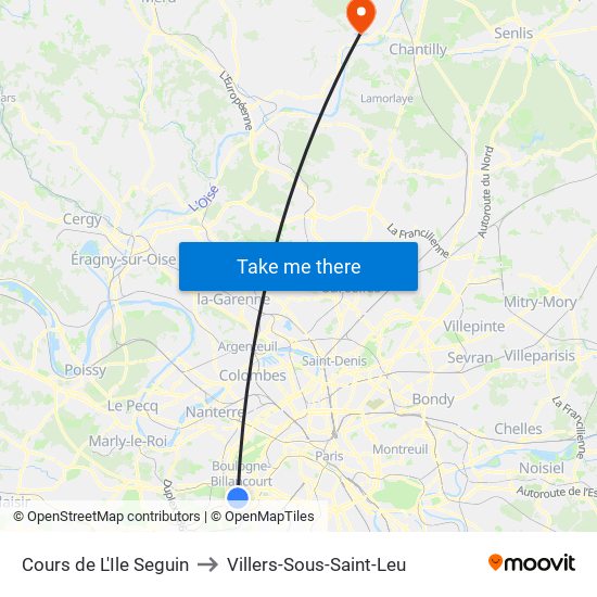 Cours de L'Ile Seguin to Villers-Sous-Saint-Leu map