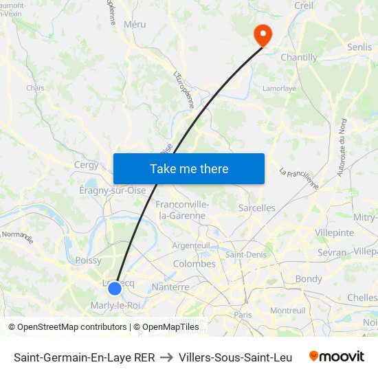 Saint-Germain-En-Laye RER to Villers-Sous-Saint-Leu map