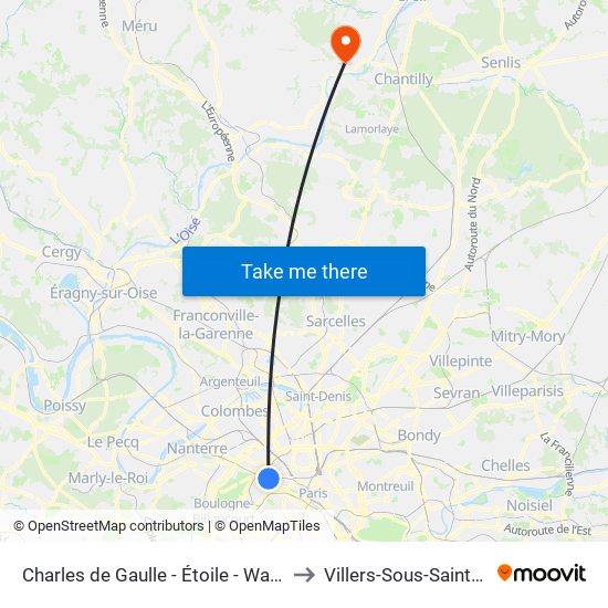 Charles de Gaulle - Étoile - Wagram to Villers-Sous-Saint-Leu map