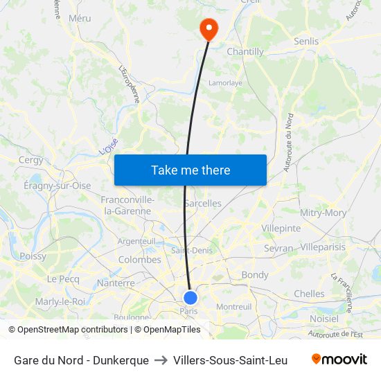 Gare du Nord - Dunkerque to Villers-Sous-Saint-Leu map