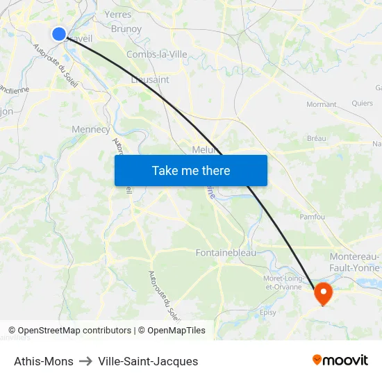 Athis-Mons to Ville-Saint-Jacques map