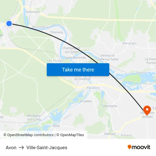Avon to Ville-Saint-Jacques map