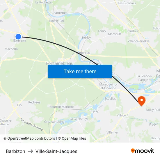 Barbizon to Ville-Saint-Jacques map