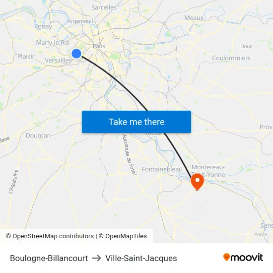 Boulogne-Billancourt to Ville-Saint-Jacques map