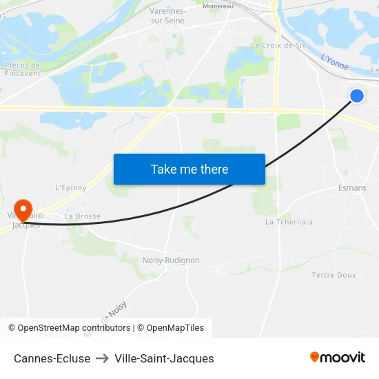 Cannes-Ecluse to Ville-Saint-Jacques map