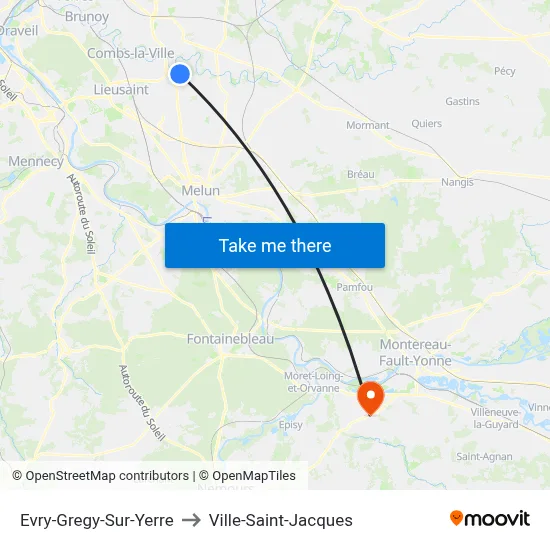 Evry-Gregy-Sur-Yerre to Ville-Saint-Jacques map