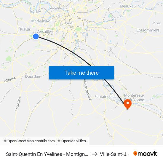 Saint-Quentin En Yvelines - Montigny-Le-Bretonneux to Ville-Saint-Jacques map