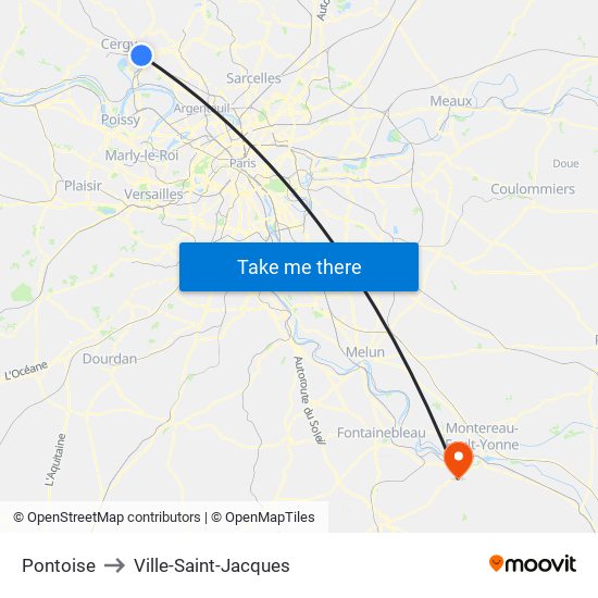 Pontoise to Ville-Saint-Jacques map