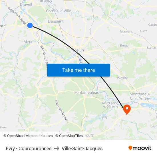 Évry - Courcouronnes to Ville-Saint-Jacques map