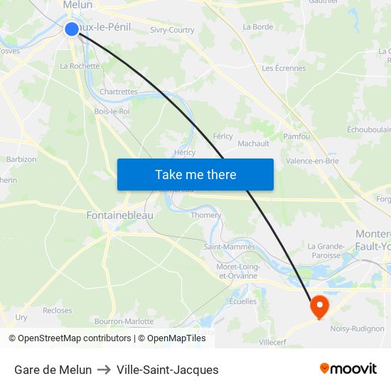 Gare de Melun to Ville-Saint-Jacques map
