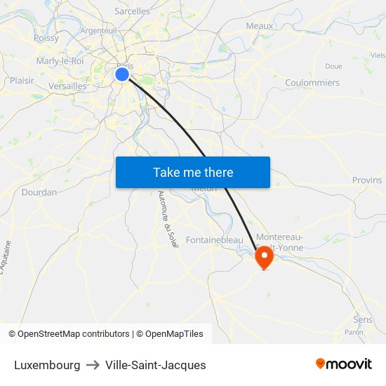 Luxembourg to Ville-Saint-Jacques map