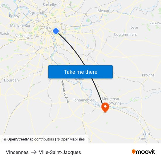 Vincennes to Ville-Saint-Jacques map