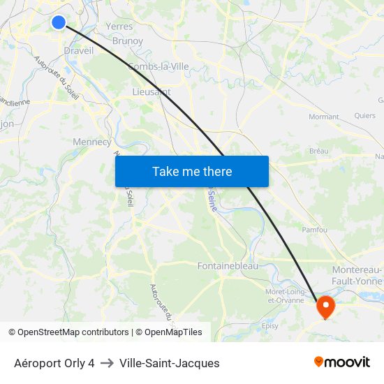 Aéroport Orly 4 to Ville-Saint-Jacques map