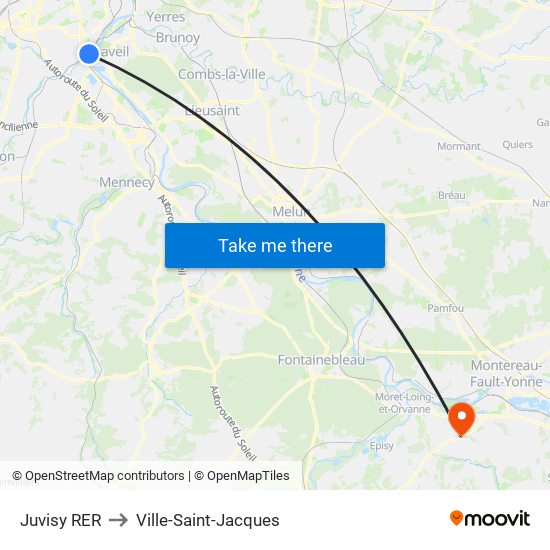 Juvisy RER to Ville-Saint-Jacques map