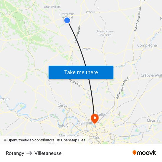 Rotangy to Villetaneuse map