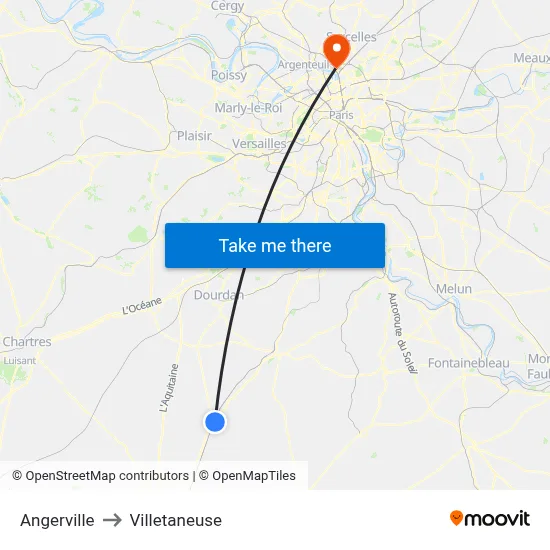 Angerville to Villetaneuse map