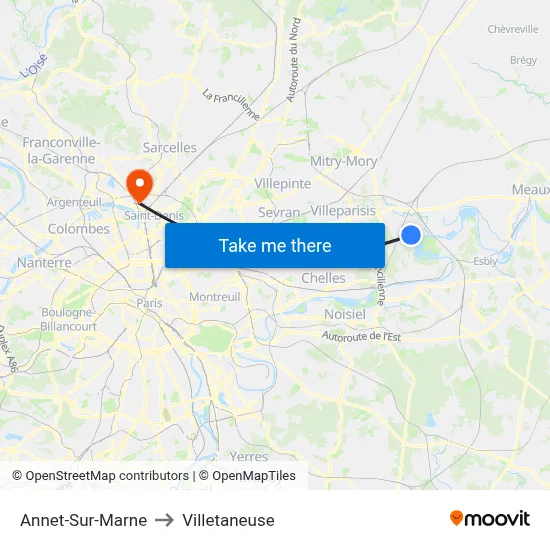 Annet-Sur-Marne to Villetaneuse map