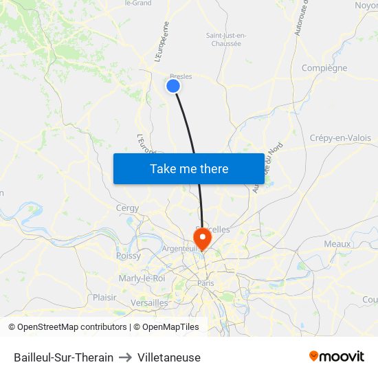 Bailleul-Sur-Therain to Villetaneuse map