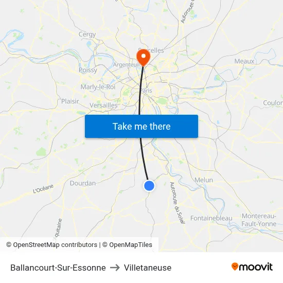 Ballancourt-Sur-Essonne to Villetaneuse map