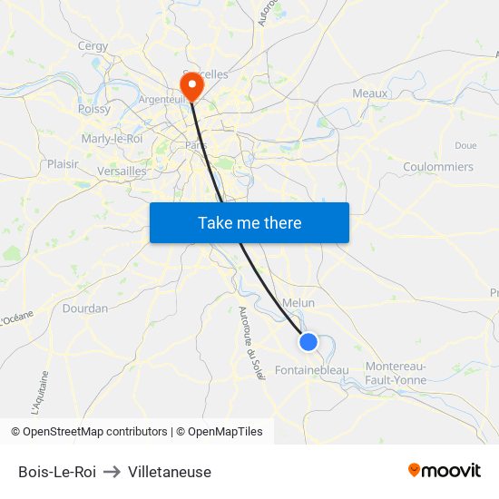 Bois-Le-Roi to Villetaneuse map