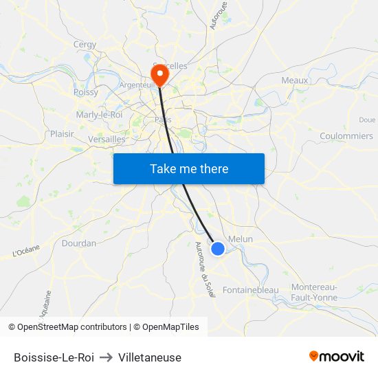 Boissise-Le-Roi to Villetaneuse map