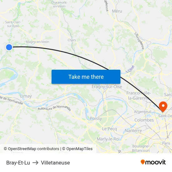 Bray-Et-Lu to Villetaneuse map