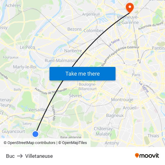 Buc to Villetaneuse map