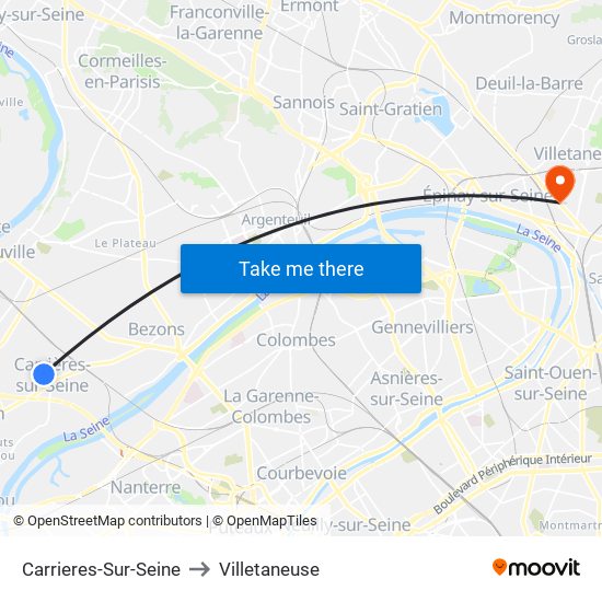 Carrieres-Sur-Seine to Villetaneuse map