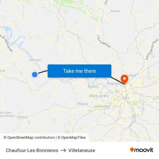 Chaufour-Les-Bonnieres to Villetaneuse map
