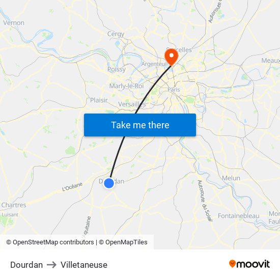 Dourdan to Villetaneuse map