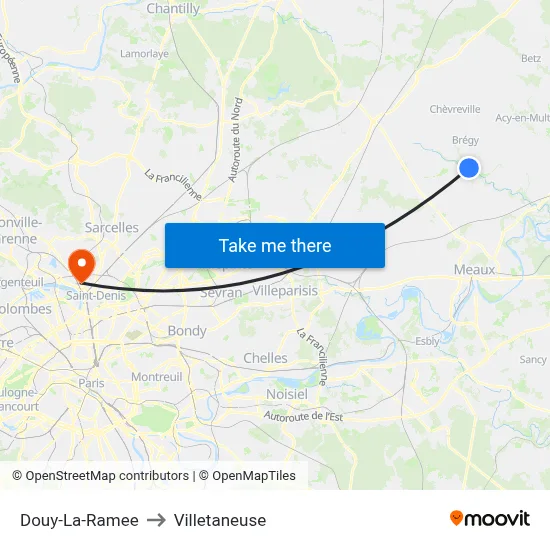 Douy-La-Ramee to Villetaneuse map