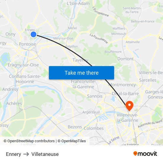 Ennery to Villetaneuse map