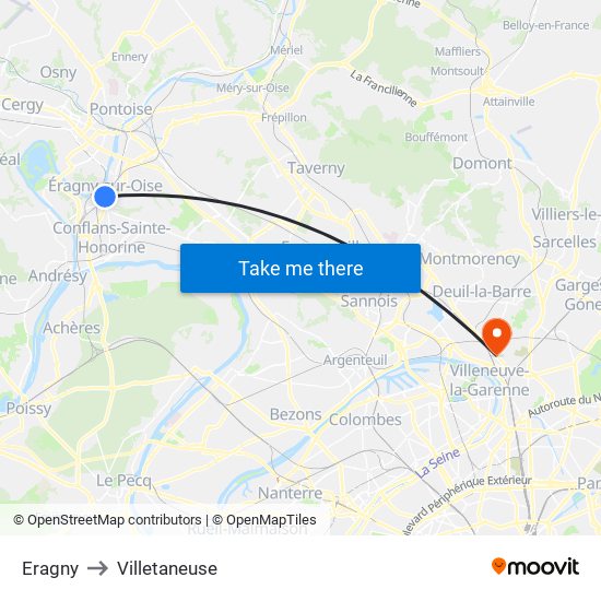 Eragny to Villetaneuse map