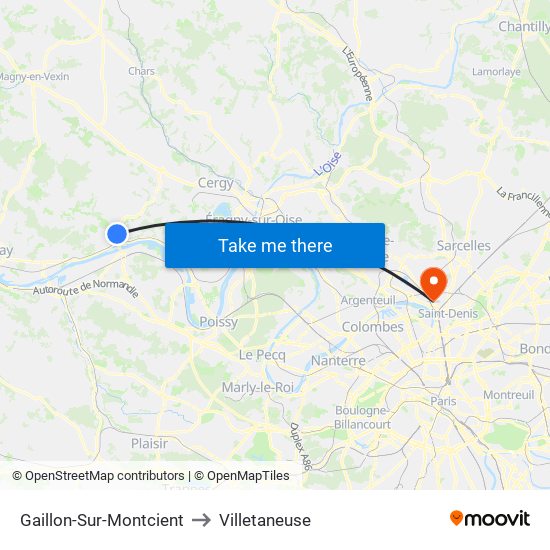 Gaillon-Sur-Montcient to Villetaneuse map