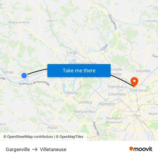 Gargenville to Villetaneuse map