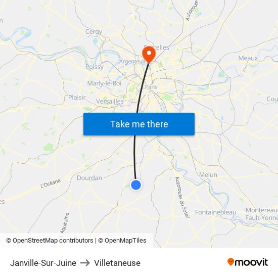 Janville-Sur-Juine to Villetaneuse map