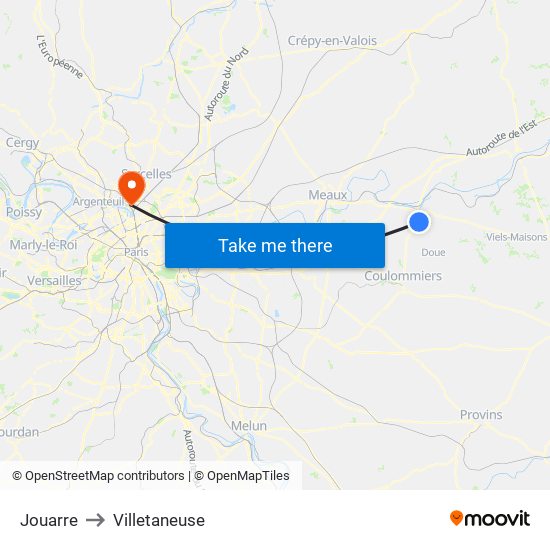 Jouarre to Villetaneuse map